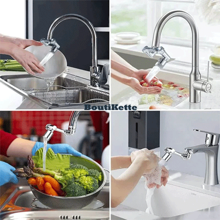 Robinet filtrant universel contre les éclaboussures, aérateur de robinet  anti-éclaboussures rotatif de cuisine